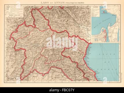 Indocina francese. N Laos & Annam. Il Vietnam. Tourane (Da Nang) city plan, 1938 Mappa Foto Stock