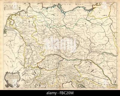'La Germanie en quatre grands peuples' da Nicholas SANSON, 1651 Mappa antichi Foto Stock