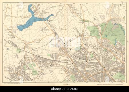 HAMPSTEAD WILLESDEN Cricklewood Golders Green Kilburn Belsize Pk. BACON 1903 mappa Foto Stock