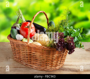 Una sana Bio verdure appena raccolto dal giardino Foto Stock