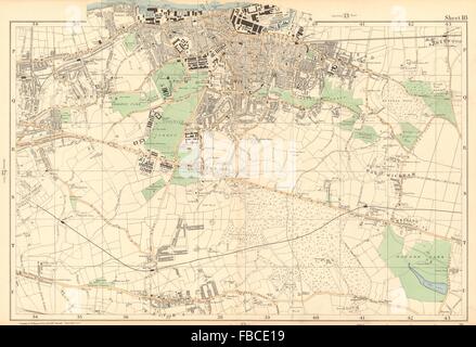 WOOLWICH Charlton Eltham Bexley Plumstead Shooters Hill Greenwich.BACON 1903 mappa Foto Stock