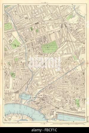 TOWER HAMLETS Bow Poplar Stepney Limehouse Mile End Bromley, 1903 Mappa antichi Foto Stock