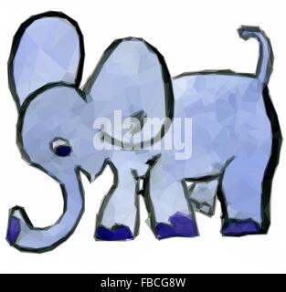 Bassa poli design elefante blu triangolare Illustrazione Vettoriale