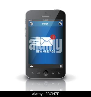 Smartphone con nuovo messaggio su uno schermo Illustrazione Vettoriale