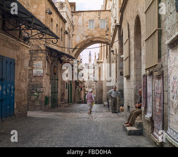 Ecce Homo arco nella Via Dolorosa, il quartiere musulmano della città vecchia di Gerusalemme, Israele Foto Stock