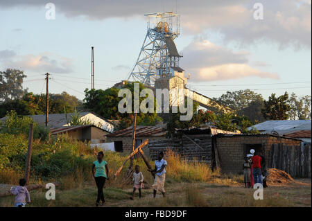 ZAMBIA copperbelt città Kitwe , Chambishi miniera di rame appartiene al gruppo cinese Cina CNMC metallo non ferroso Mining Co. Ltd Foto Stock