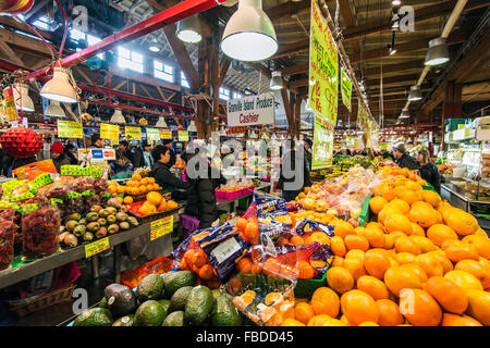 Granville Island il Mercato Pubblico, Vancouver, British Columbia, Canada Foto Stock