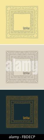 Disegnata a mano Doodle telai di confine Illustrazione Vettoriale