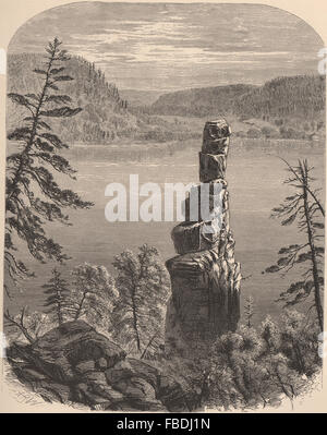 WISCONSIN: Cleopatra Needle, Devil's Lake, antica stampa 1874 Foto Stock