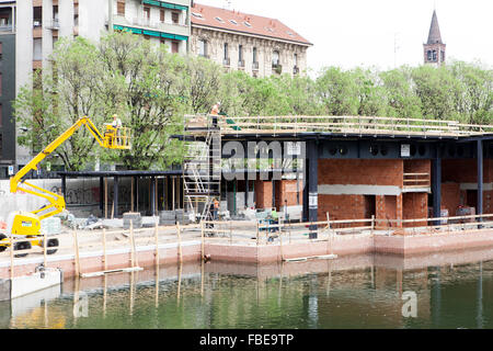 La riqualificazione della darsena,cantiere navale per Expo 2015,Milano Foto Stock