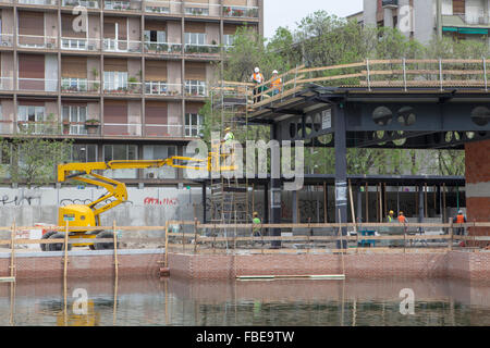 La riqualificazione della darsena,cantiere navale per Expo 2015,Milano Foto Stock