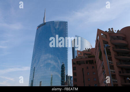 Torre unicredit,progettata da cesar pirelli,progetto porta nuova,centro business di Milano Foto Stock