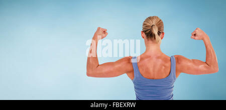 Immagine composita della vista posteriore della donna i muscoli di flessione Foto Stock