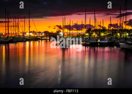 Porto di Gran Canaria al tramonto Foto Stock