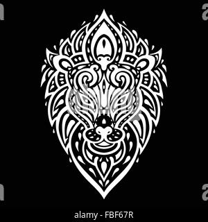 Lions Head. Disegno tribale. Illustrazione Vettoriale