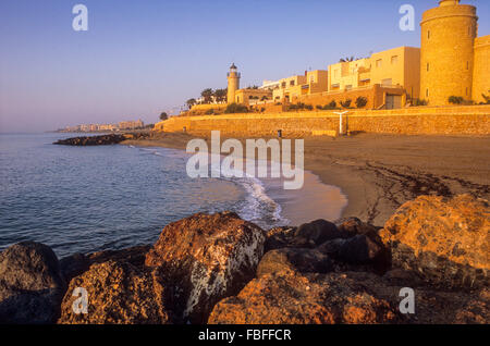 Bajadilla spiaggia Roquetas de Mar.provincia di Almeria, Andalusia. Foto Stock