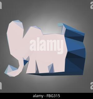 Bassa poli design triangolare elefante blu poligono triangolare Illustrazione Vettoriale
