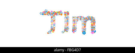 Nome maschio riempito di fiori separato con il bianco Foto Stock