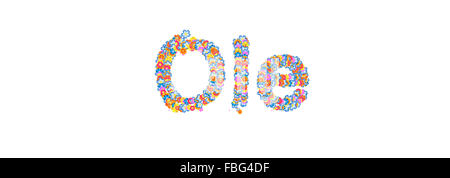 Nome maschio riempito di fiori separato con il bianco Foto Stock