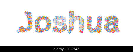 Nome maschio riempito di fiori separato con il bianco Foto Stock