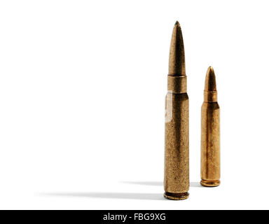 Coppia di lungo e medio proiettili di fucile per la caccia Foto Stock