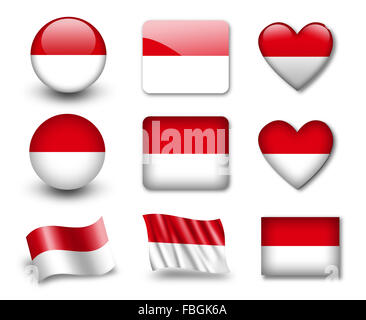 La bandiera indonesiana Foto Stock