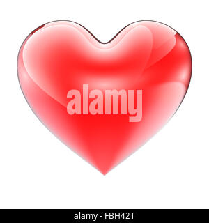 Grande cuore rosso isolato su sfondo bianco Foto Stock