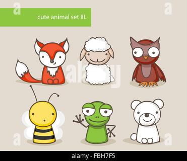 Raccolta di Cartoon carino animali Illustrazione Vettoriale