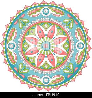 Dettagliate e colorate disegnati a mano doodle mandala Illustrazione Vettoriale