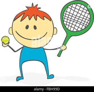 Carino giocatore di tennis cartoon Illustrazione Vettoriale