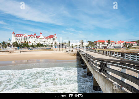 Il Boardwalk Casino complesso dalla roccia squalo Pier, Summerstrand, Port Elizabeth, Eastern Cape Province, Sud Africa Foto Stock