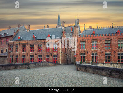 Bruges storiche case e strade Foto Stock