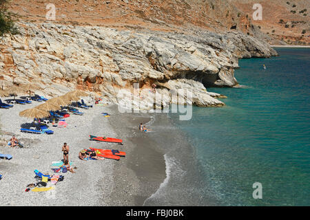 Creta, Finika baia con spiaggia di Marmara Foto Stock