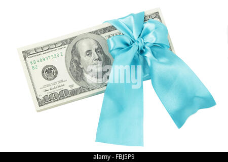 Dollari in un nastro di colore blu Foto Stock