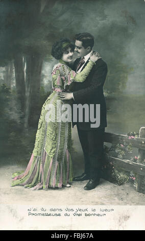 Cartolina, storico, giovane, felice, in amore Foto Stock