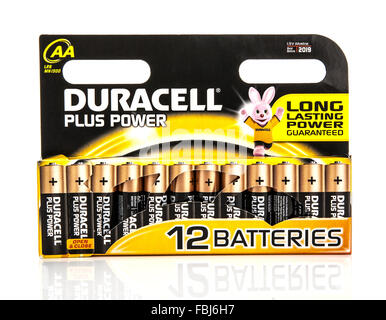Pack di Duracell batterie Duracell è un marchio americano la linea di produzione di batterie Foto Stock