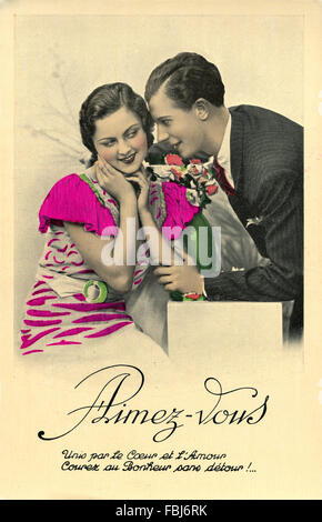 Cartolina, storico, giovane, giovani, felice, in amore Foto Stock