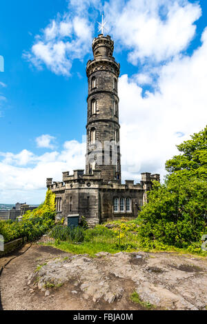 Monumento Nelson su Calton Hill Edinburgh Foto Stock