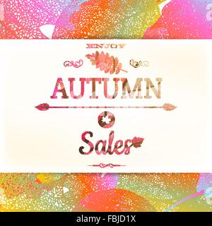 Vendita autunnale - caduta foglie. EPS 10 Illustrazione Vettoriale