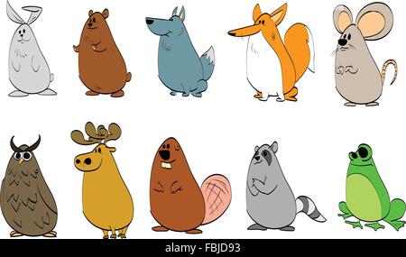 Simpatici animali della foresta collezione. Illustrazione Vettoriale