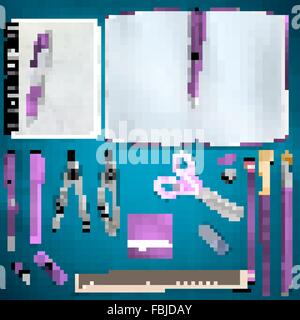 Impostare colorati di forniture scolastiche sfondo. EPS 10 Illustrazione Vettoriale