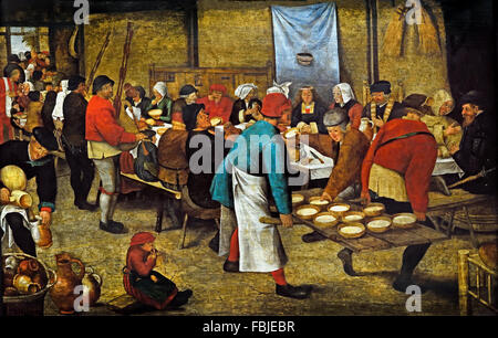 PIETER Brueghel il Giovane 1616-1647 Il matrimonio contadino belga fiamminga del Belgio Foto Stock