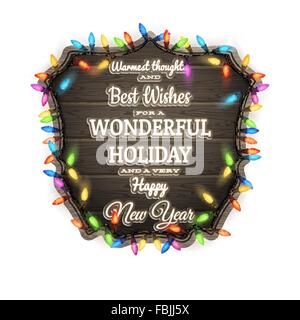 Tavola di legno con gli attributi di Natale. EPS 10 Illustrazione Vettoriale