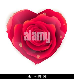 Isolato bella rosa rossa cuore. EPS 10 Illustrazione Vettoriale