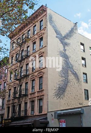 New York, Stati Uniti d'America: Brooklyn edifici e murales, graffiti, arte di strada Foto Stock