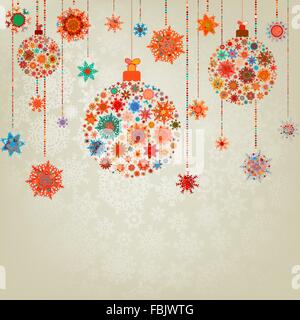 Stilizzato e palle di Natale, in beige. EPS 8 Illustrazione Vettoriale