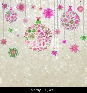 Stilizzato e palle di Natale, su eleganti. EPS 8 Illustrazione Vettoriale