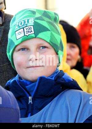 Oslo, 17-01-2016 La Principessa Ingrid Alexandra XXV anniversario dell'ascesa al trono norvegese delle Loro Maestà il Re Harald e la regina Sonja la Famiglia Reale assiste gli eventi presso la Piazza del Palazzo (Slottsplassen) RPE/Albert Nieboer/Paesi Bassi - nessun filo SERVICE - Foto Stock