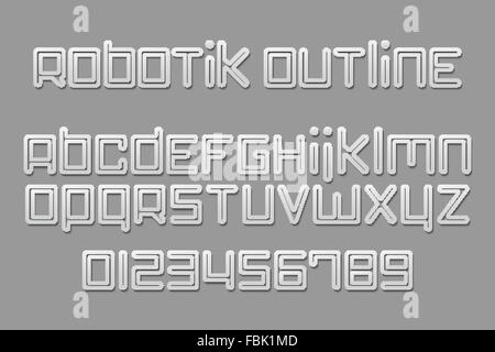 Set di elegante, 3d alfabeto lettere e numeri isolati su sfondo grigio. font vettoriali tipo design etichette Illustrazione Vettoriale