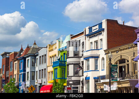 Case a schiera in Adams Morgan Neighborhood in Washington DC. Foto Stock